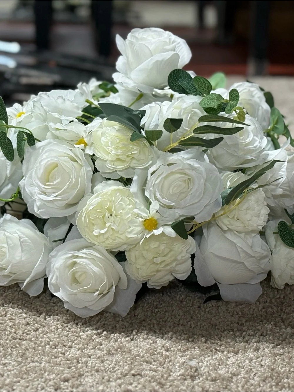 Gold Crystal Tall Centerpiece with White Floral Top